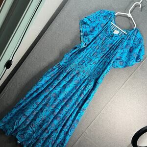 Destination 365 Regular Printed Short-Sleeve Midi Dress Blue Size 1X